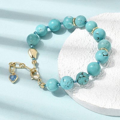 Natural Magnesite Round Beaded Bracelets for Women BJEW-A170-01G-1