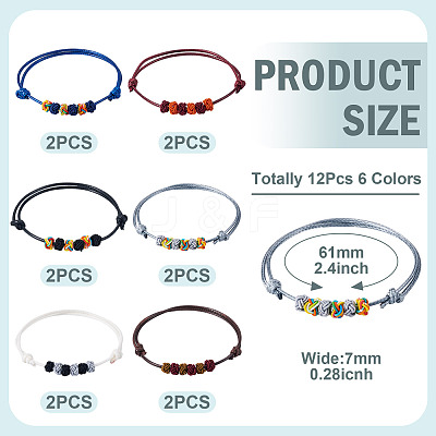 12Pcs 6 Colors Polyester Cord Braided Bracelets Women BJEW-TA0001-23-1