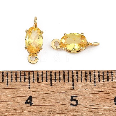 SHEGRACE Brass Pave Cubic Zirconia Oval Connector Charms XGRQ2O646-437C-G-1