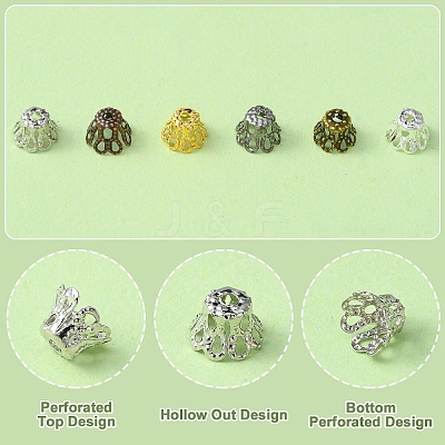 600PCS 6Colors Iron Bead Caps IFIN-YW0003-05-1