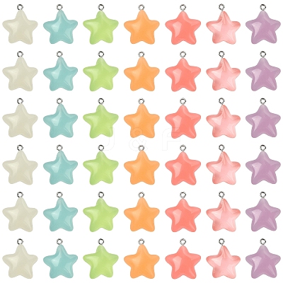 70Pcs 7 Colors Luminous Transparent Resin Pendants RESI-YW0004-47-1
