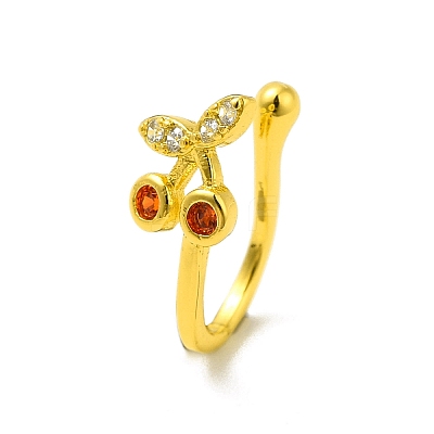 Red Cubic Zirconia Cherry Clip on Nose Rings AJEW-F059-07G-1
