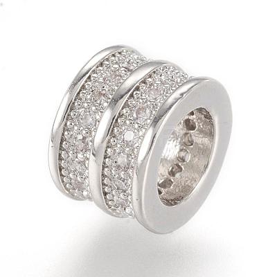 Brass Micro Pave Cubic Zirconia European Beads ZIRC-F062-11P-1