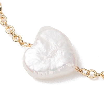Natural Keshi Pearl Beads Link Bracelets BJEW-JB13171-1