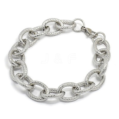 Tarnish Resistant Fashionable 304 Stainless Steel Reticular Grain Cable Chain Bracelets STAS-A028-B092P-1