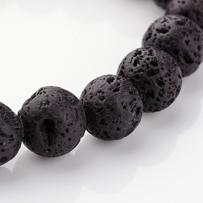 Natural Lava Rock Beads Stretch Bracelets X-BJEW-JB02411-1