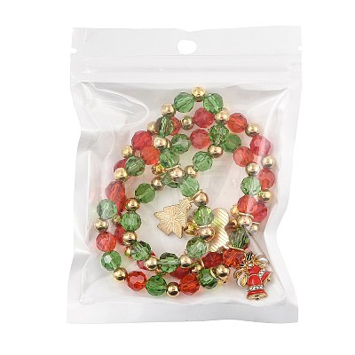 CCB Plastic & Glass Bead Bracelets BJEW-FS00029-1