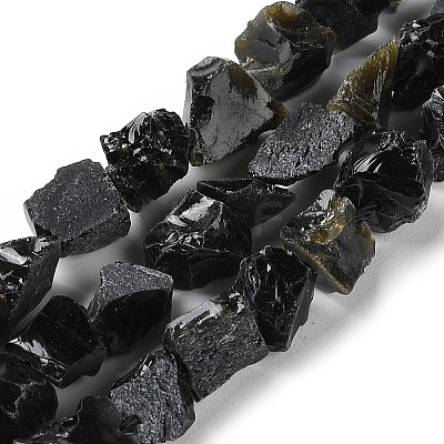 Raw Rough Natural Obsidian Beads Strands G-B065-C20-1