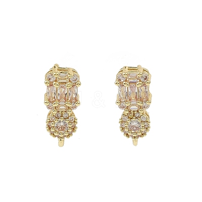 Brass Micro Pave Clear Cubic Zirconia Stud Earring Findings KK-C107-06G-1