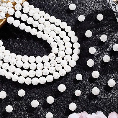 5 Strands Natural Lava Rock Round Beads Strands G-LT0001-02A-01-1