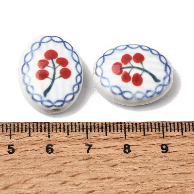 Hand Painted Oval Porcelain Beads PR-CBA03B0-01B-1