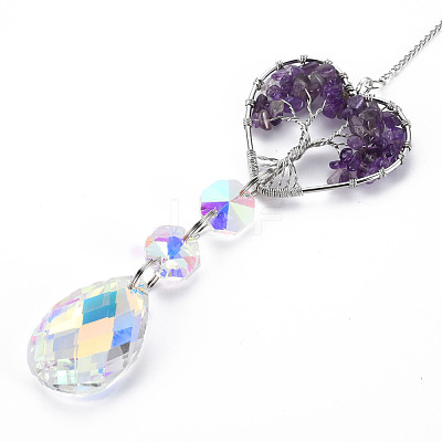 Natural Amethyst Big Pendants G-N333-008J-1