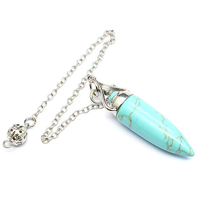 Synthetic Turquoise Bullet Dowsing Pendulum Big Pendants PW-WG2823D-03-1