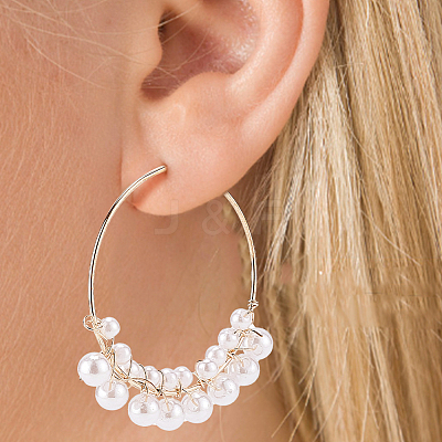 10 Pairs 10 Style Plastic & Resin Imitation Pearl Beaded Hoop Earrings Set EJEW-AN0003-45-1