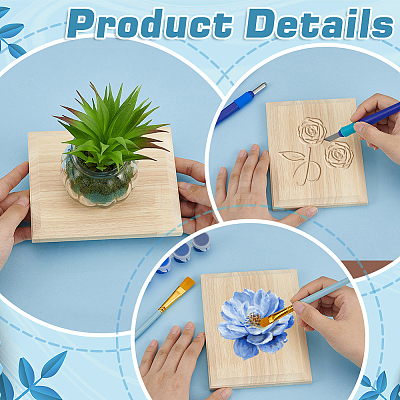 4Pcs Unfinished Rubber Wood Timber Board WOOD-FG0001-66B-1