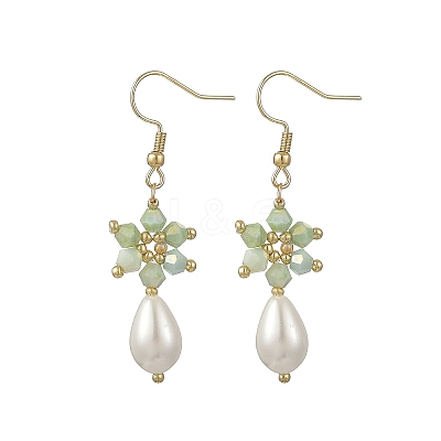 Anti-Tarnish Electroplate Bicone Glass Pearl Teardrop Beads Dangle Earrings EJEW-MZ00765-02-1