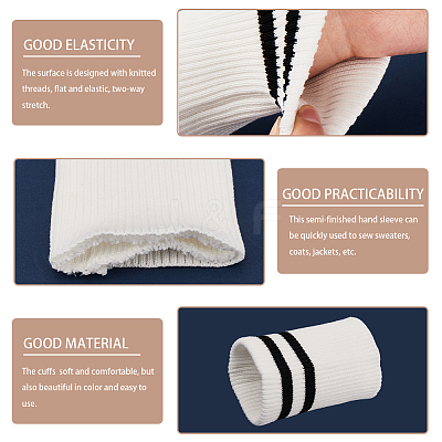 Stripe Pattern Cotton Tubular Knit Rib Cuff AJEW-WH0348-200A-1