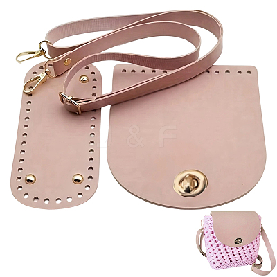 1 Set Handmade PU Leather Crochet Shoulder Bag Accessories Kits PURS-CL0001-37B-1