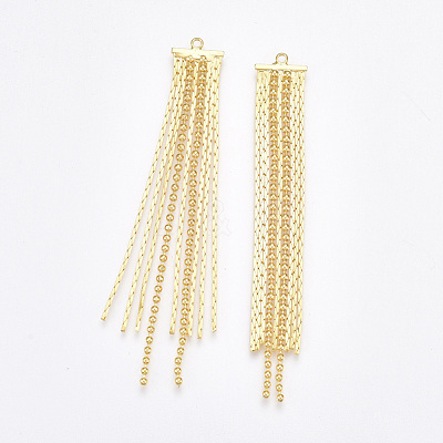 Brass Tassel Big Pendants KK-T038-42G-1