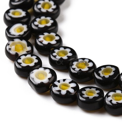 Flat Round Handmade Millefiori Glass Beads LK-R004-55-A-1