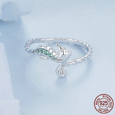 925 Sterling Silver Micro Pave Cubic Zirconia Adjustable Open Cuff Rings for Women FS-WG3D7C7-01-1