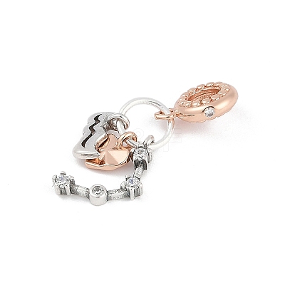 Brass Pendants with Cubic Zirconia European Beads LS-KK-Q015-01A-1