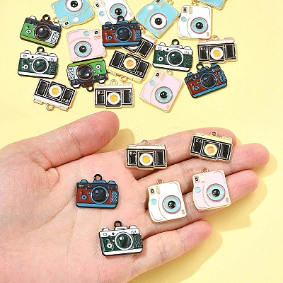 25Pcs 8 Styles Alloy Enamel Pendants ENAM-FS0003-13-1