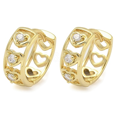 Brass Micro Pave Clear Cubic Zirconia Stud Earrings EJEW-C122-07G-1