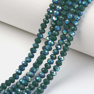 Electroplate Opaque Solid Color Glass Beads Strands EGLA-A044-P8mm-L12-1