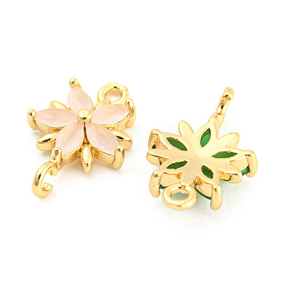 Brass Pave Glass Connector Charms GLAA-A006-05-1