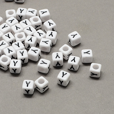 Large Hole Acrylic Letter European Beads SACR-Q103-7mm-01Y-1