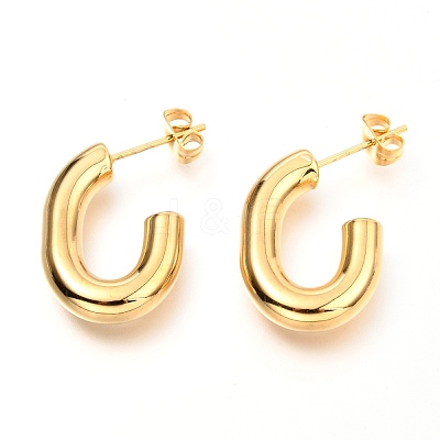 201 Stainless Steel Half Hoop Earrings EJEW-C501-16G-C-1