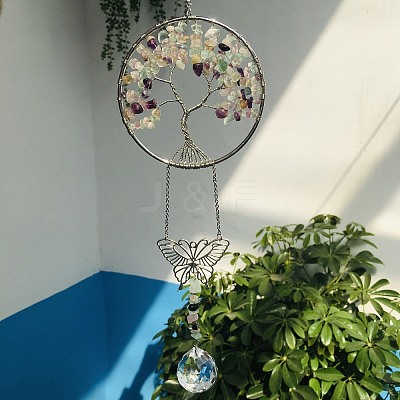 Glass Teardrop Pendant Decoration DJEW-PW0019-05I-1