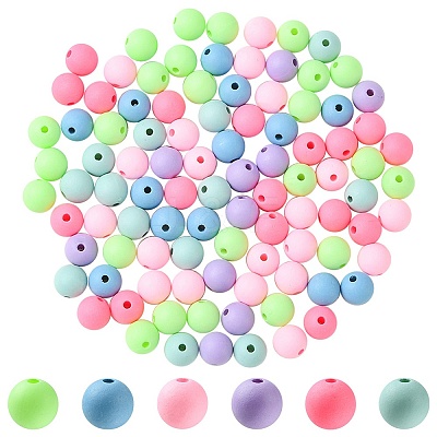 Round Spray Painted Fluorescent Acrylic Beads MACR-YW0002-71-1