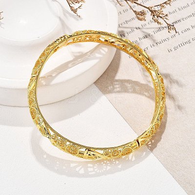 Brass Bangles for Women BJEW-D313-03G-1