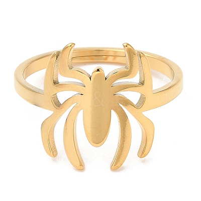 Ion Plating(IP) 304 Stainless Steel Spider Adjustable Ring for Women RJEW-M149-06G-1