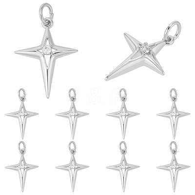 Brass Micro Pave Clear Cubic Zirconia Pendants PALLOY-ME00026-1