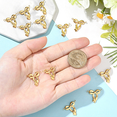 12Pcs 304 Stainless Steel Bowknot Connector Charms STAS-BBC0006-98-1
