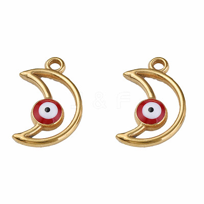 304 Stainless Steel Enamel Pendants STAS-N087-50-01G-1