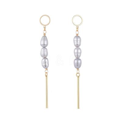 Natural Pearl Dangle Stud Earrings EJEW-JE03979-01-1