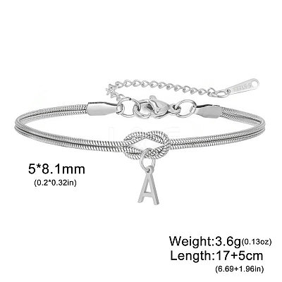 304 Stainless Steel Initial Charm Bracelets FS-WGD8E41-07-1