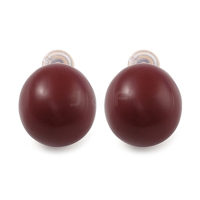 Brass Enamel Stud Earrings for Women EJEW-U055-23B-G-1