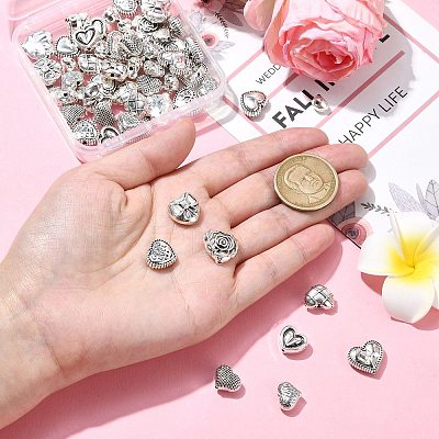 60Pcs 12 Styles Tibetan Style Alloy Beads FIND-CJ0002-28B-1