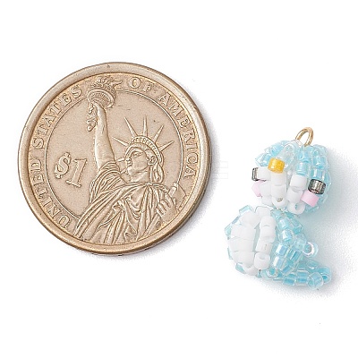 Seed Beads Beaded Charms PALLOY-MZ00318-02-1