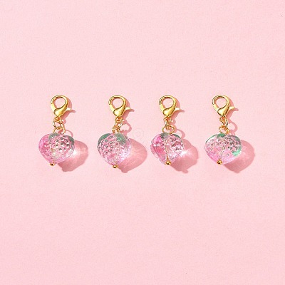 4Pcs Handmade Lampwork Strawberry Pendant Decorations HJEW-FS00041-03-1