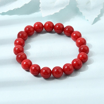 10MM Natural Dyed White Jade Round Beaded Stretch Bracelets for Women GG-CBA3F02-12B-1
