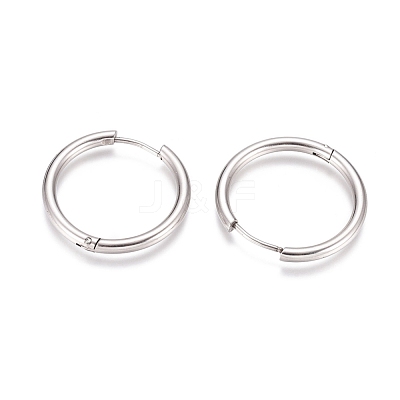 Tarnish Resistant 304 Stainless Steel Huggie Hoop Earrings EJEW-G272-01-20mm-P-1