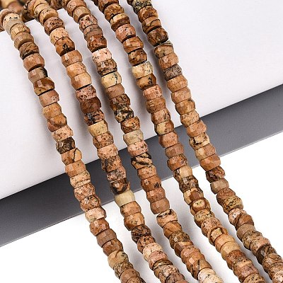 Natural Picture Jasper Beads Strands G-Q606-46A-14-1