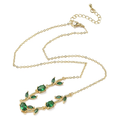 Brass Pave Cubic Zirconia Rose Flower Link Cable Chain Necklaces for Women NJEW-C121-05B-08G-1