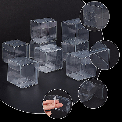 40Pcs Square PET Clear Party Favor Gift Box DIY-BC0006-41A-1